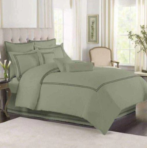 Baratta Stitch Duvet Set - Light Green & Black