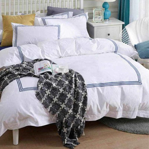 Baratta Stitch Duvet Set - White & Blue