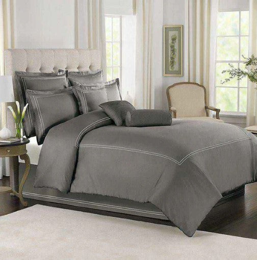 Baratta Stitch Duvet Set - Grey & White