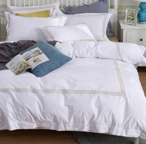 Baratta Stitch Duvet Set - White & Golden