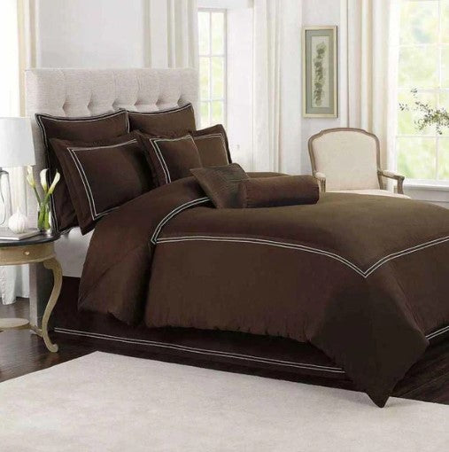 Baratta Stitch Duvet Set - Brown & White