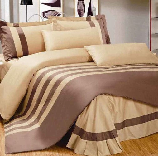 Strip Duvet Set - Cream & Brown