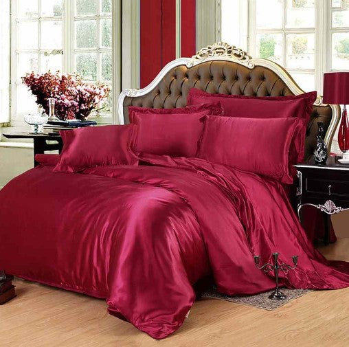 Silk Duvet Set - Maroon