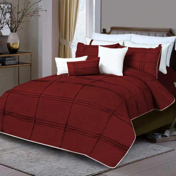 Luxury Box Pleated Duvet Set - Red