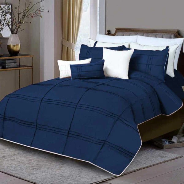 Luxury Box Pleated Duvet Set - Royal Blue