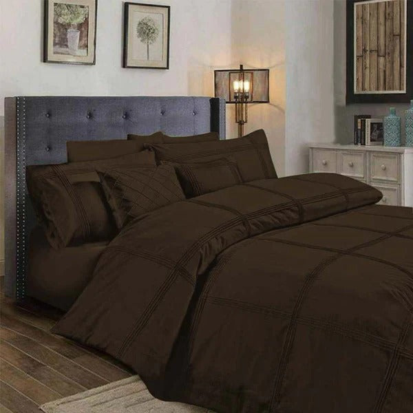 Box Pleated Duvet Set - Chocolate
