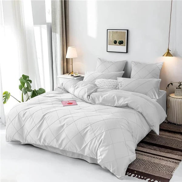 Cross Pleated Duvet Set - Grey