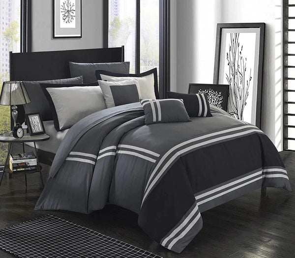 Luxury Flowol Duvet Set - Black & Grey