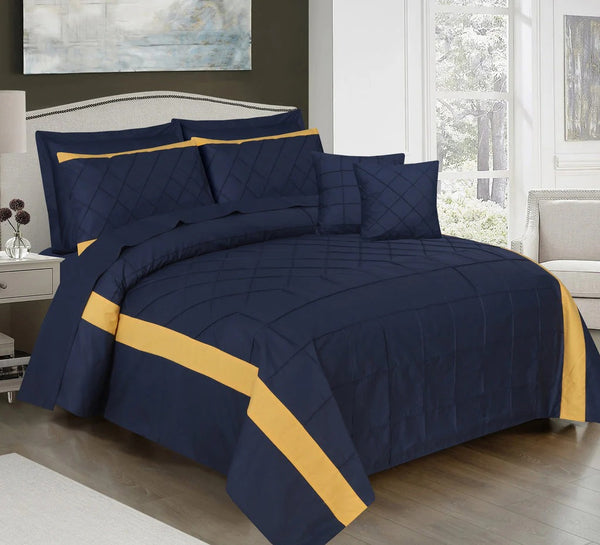 Embellish Duvet Set Luxury - Navy & Yellow